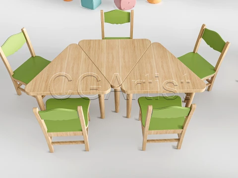 Children Table and Chairs 1 3D Model