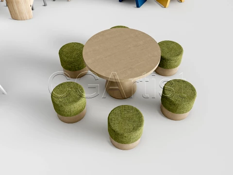 Children Table and Chairs 1 3D Model