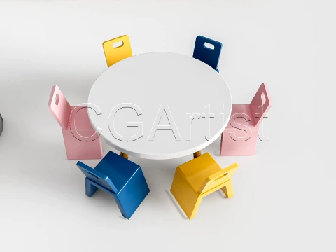 Children Table and Chairs 1 3D Model