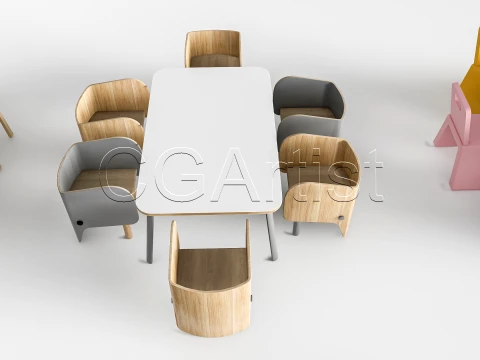 Children Table and Chairs 1 3D Model