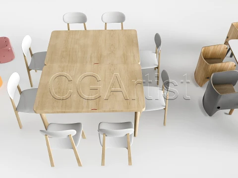 Children Table and Chairs 1 3D Model
