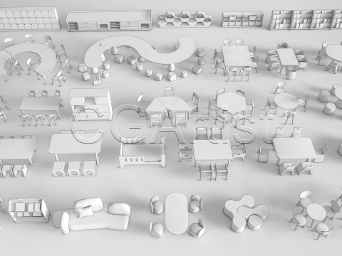 Children Table and Chairs 1 3D Model