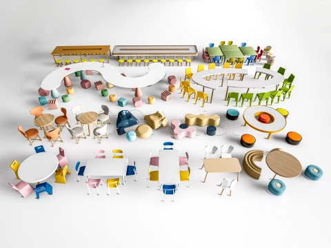 Children Table and Chairs 2 3D 模型