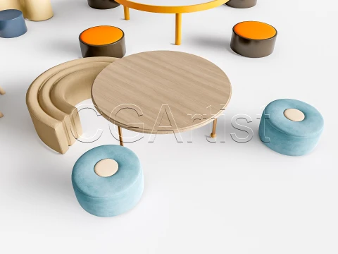 Children Table and Chairs 2 3D Model