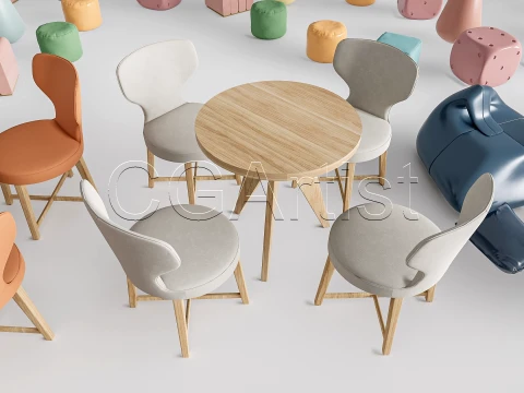 Children Table and Chairs 2 3D Model