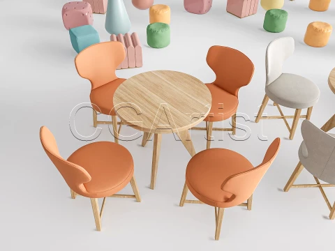 Children Table and Chairs 2 3D Model