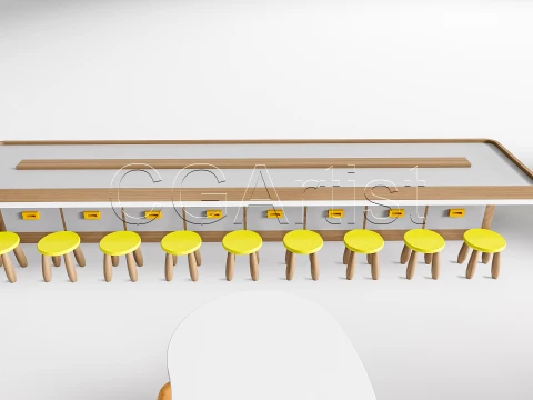 Children Table and Chairs 2 3D Model