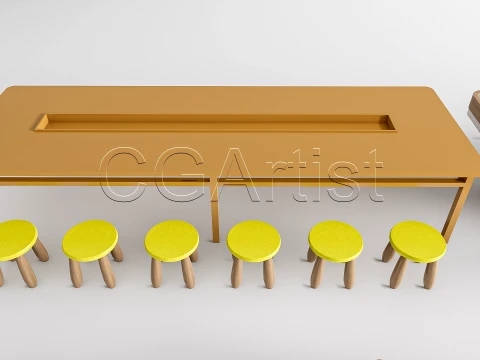 Children Table and Chairs 2 3D Model