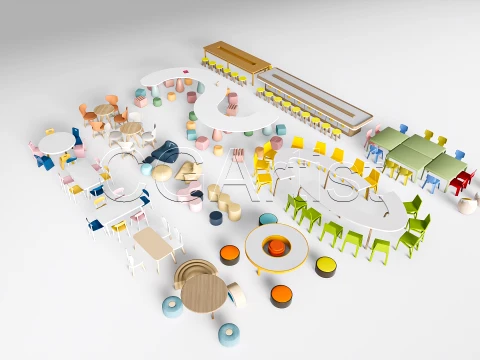 Children Table and Chairs 2 3D Model
