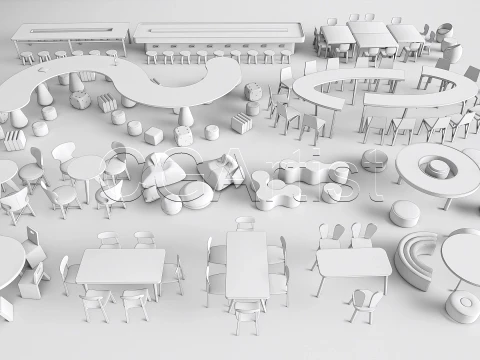 Children Table and Chairs 2 3D Model