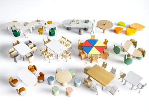 Children Table and Chairs 3 3D Model