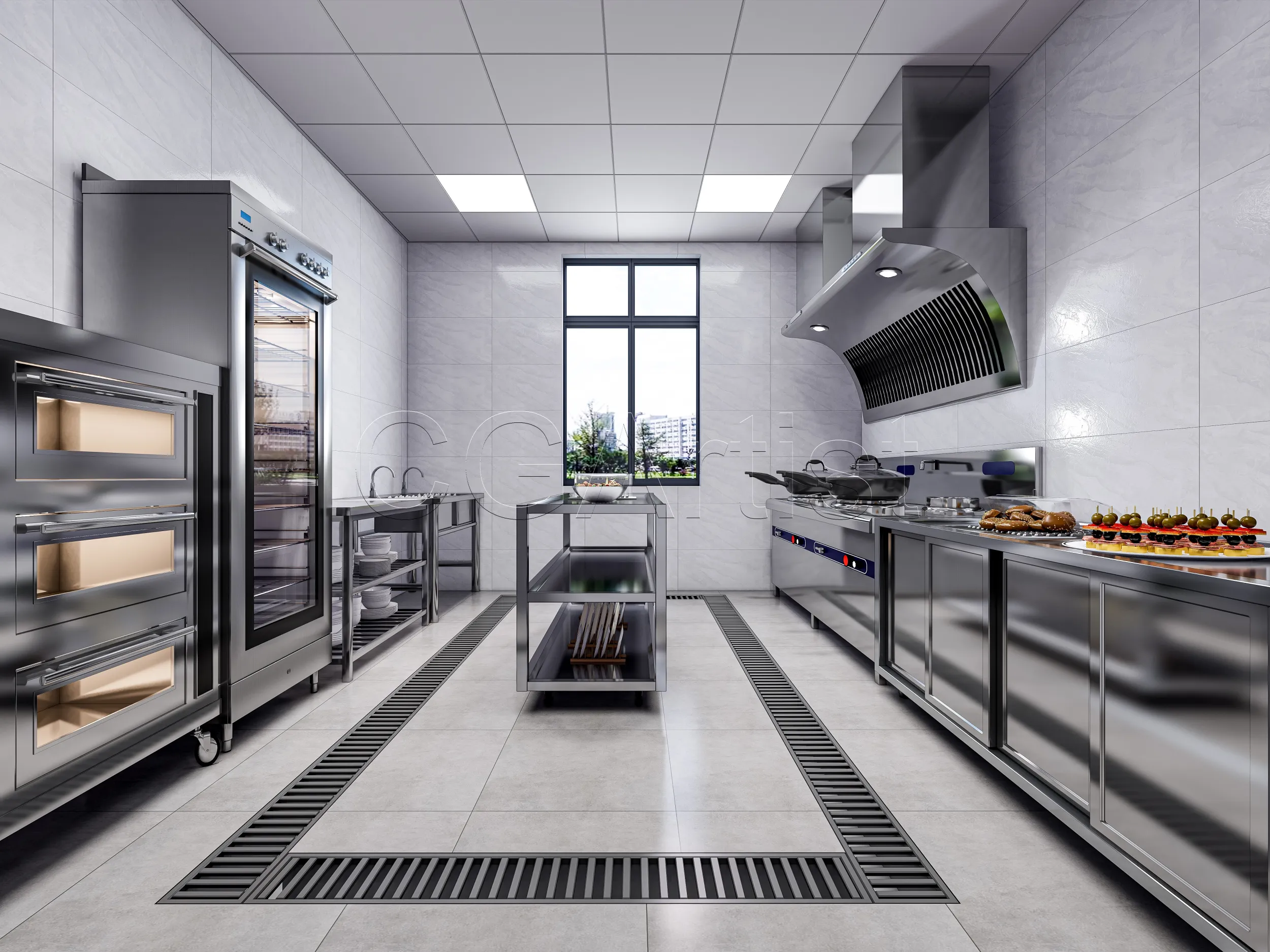 Commercial Kitchen 1 3D Model .c4d .max .obj .3ds .fbx .stl .blend 