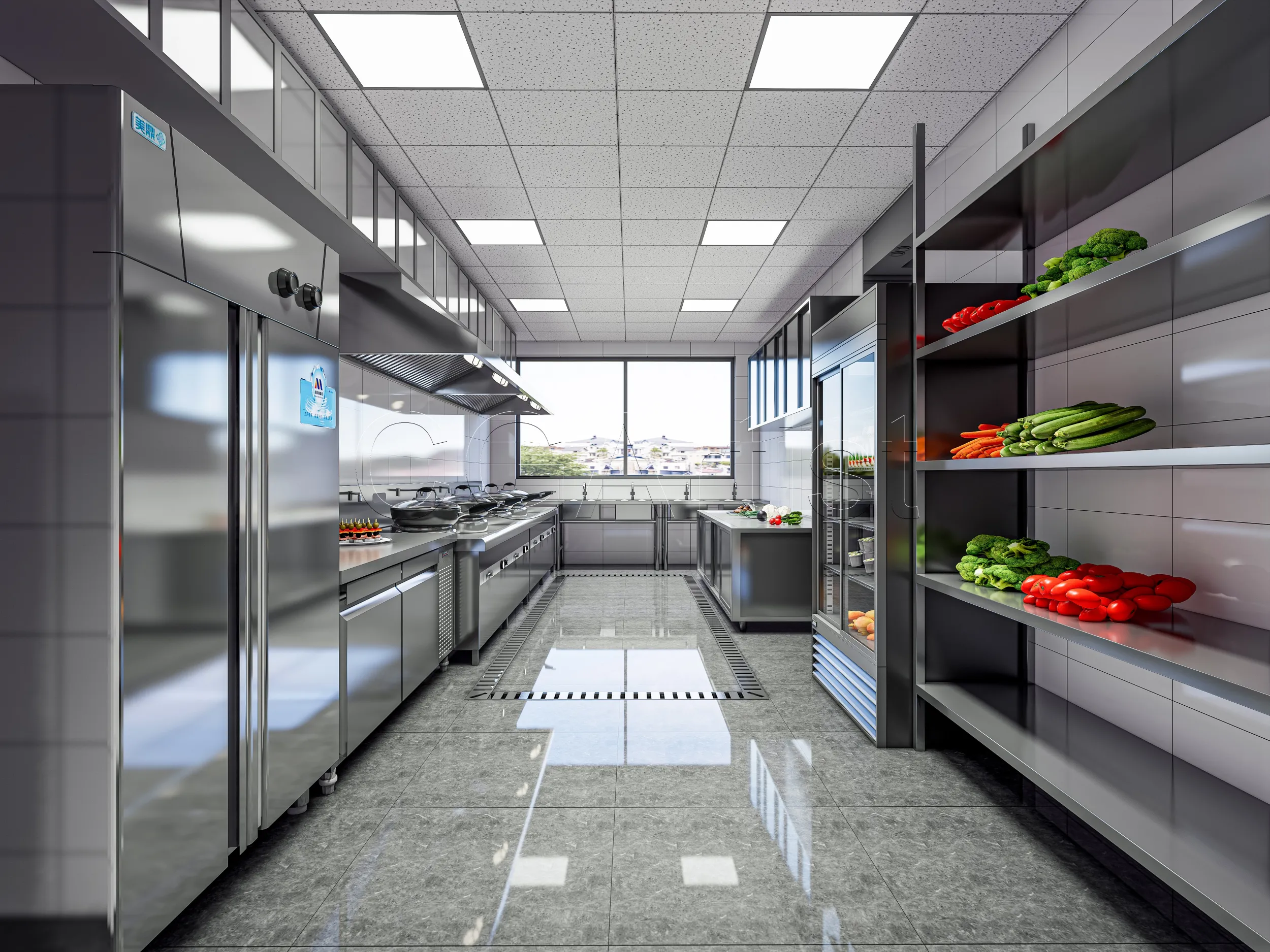 Commercial Kitchen 7 3D Model .c4d .max .obj .3ds .fbx .stl .blend 