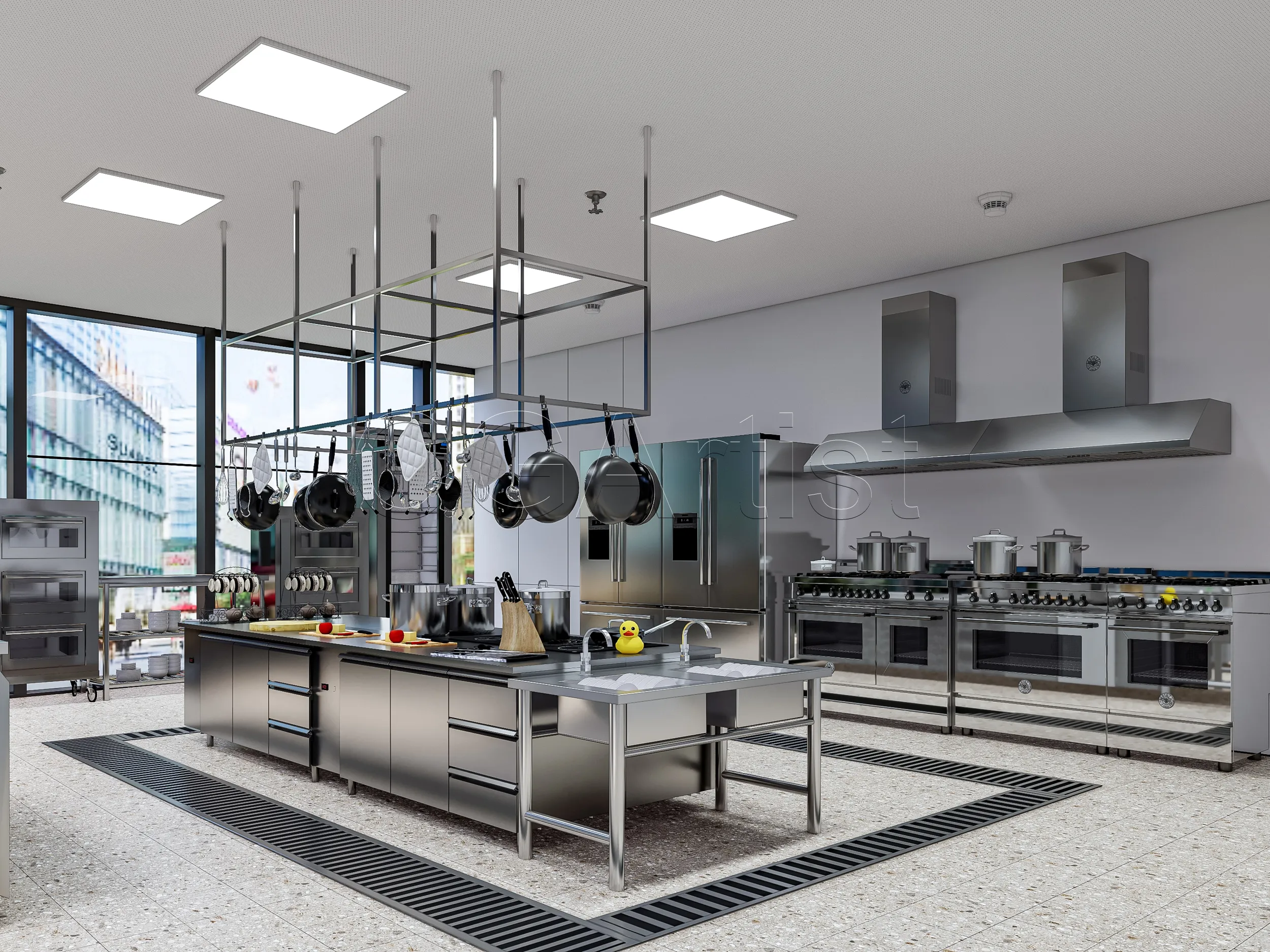 Commercial Kitchen 8 3D Model .c4d .max .obj .3ds .fbx .stl .blend 