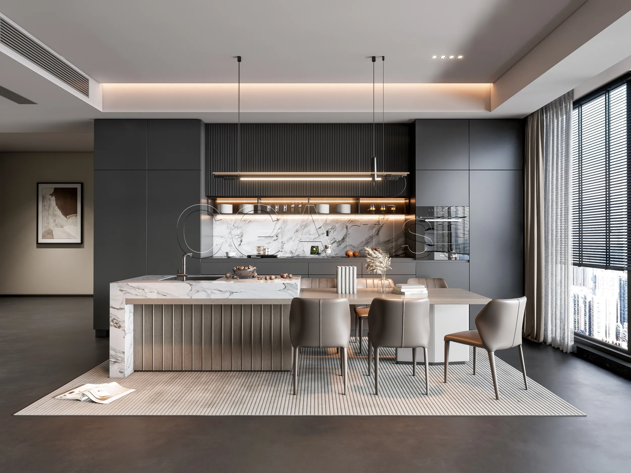 Dining room 4 3D Model .c4d .max .obj .3ds .fbx .stl .blend