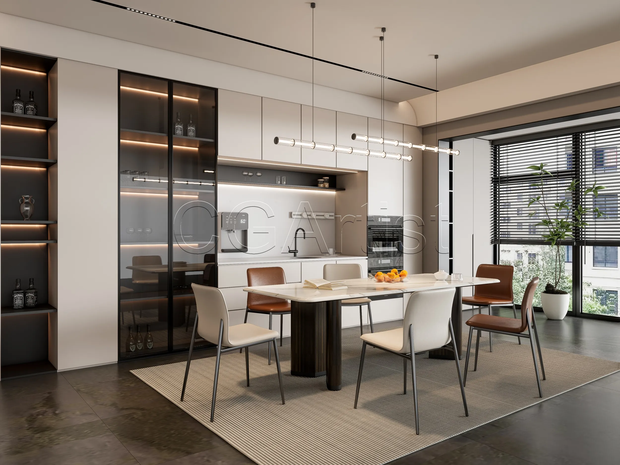 Dining room 7 3D Model .c4d .max .obj .3ds .fbx .stl .blend 
