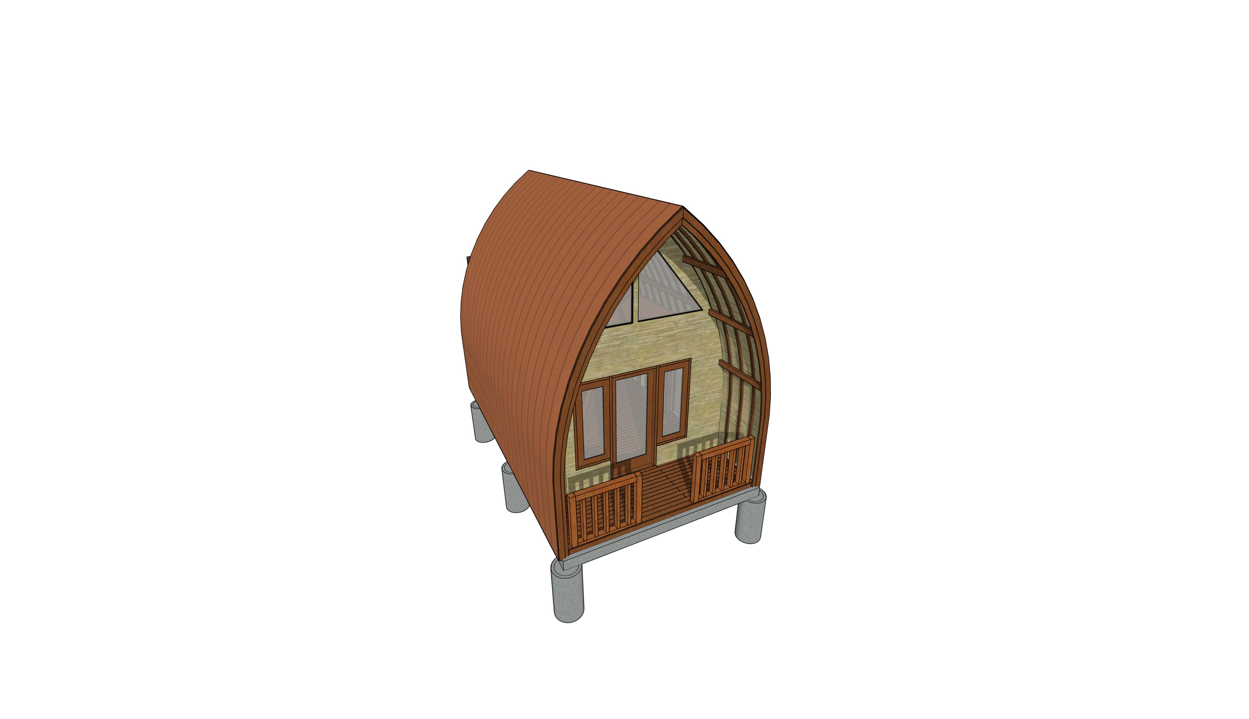 Lumbung House 4x6 m Mezzanine 3D Model .c4d .max .obj .3ds .fbx .stl .blend 