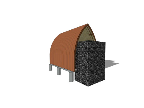 Lumbung House 4x6 m Mezzanine 3D Model