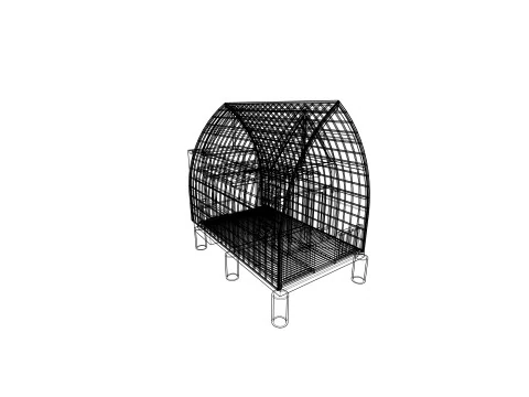 Lumbung House 4x6 m Mezzanine 3D Model