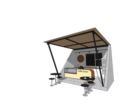 छोटी कॉफ़ी शॉप त्रिभुज 3D मॉडल