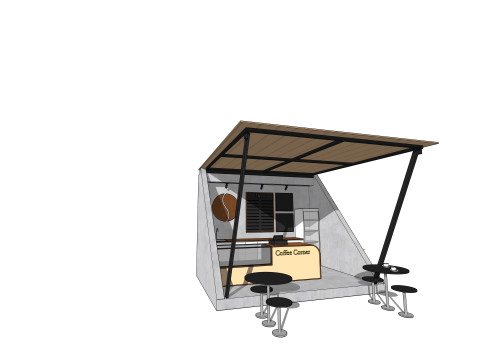 छोटी कॉफ़ी शॉप त्रिभुज 3D मॉडल