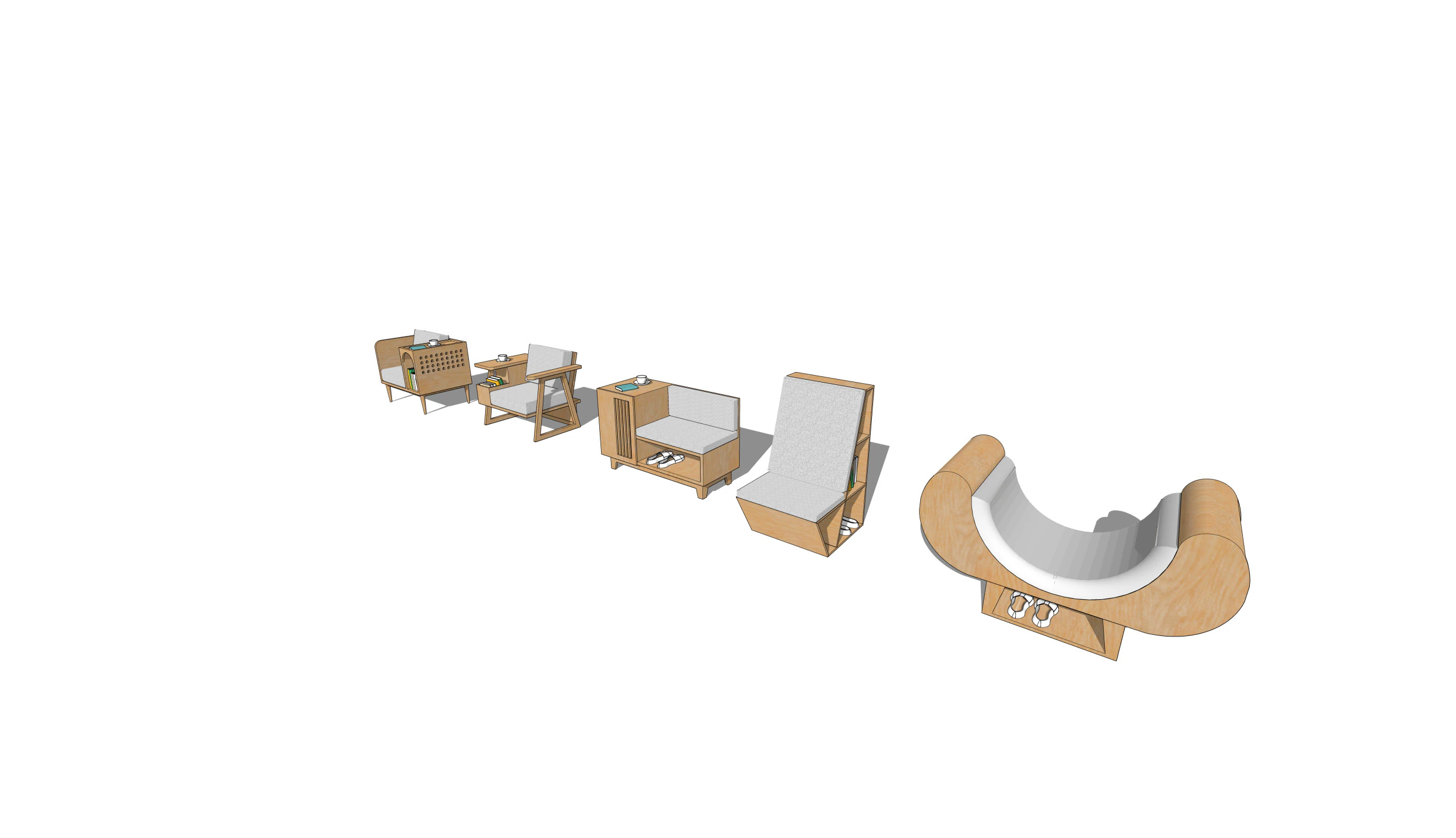 Modern Chair Cabinet 3D Model .c4d .max .obj .3ds .fbx .stl .blend