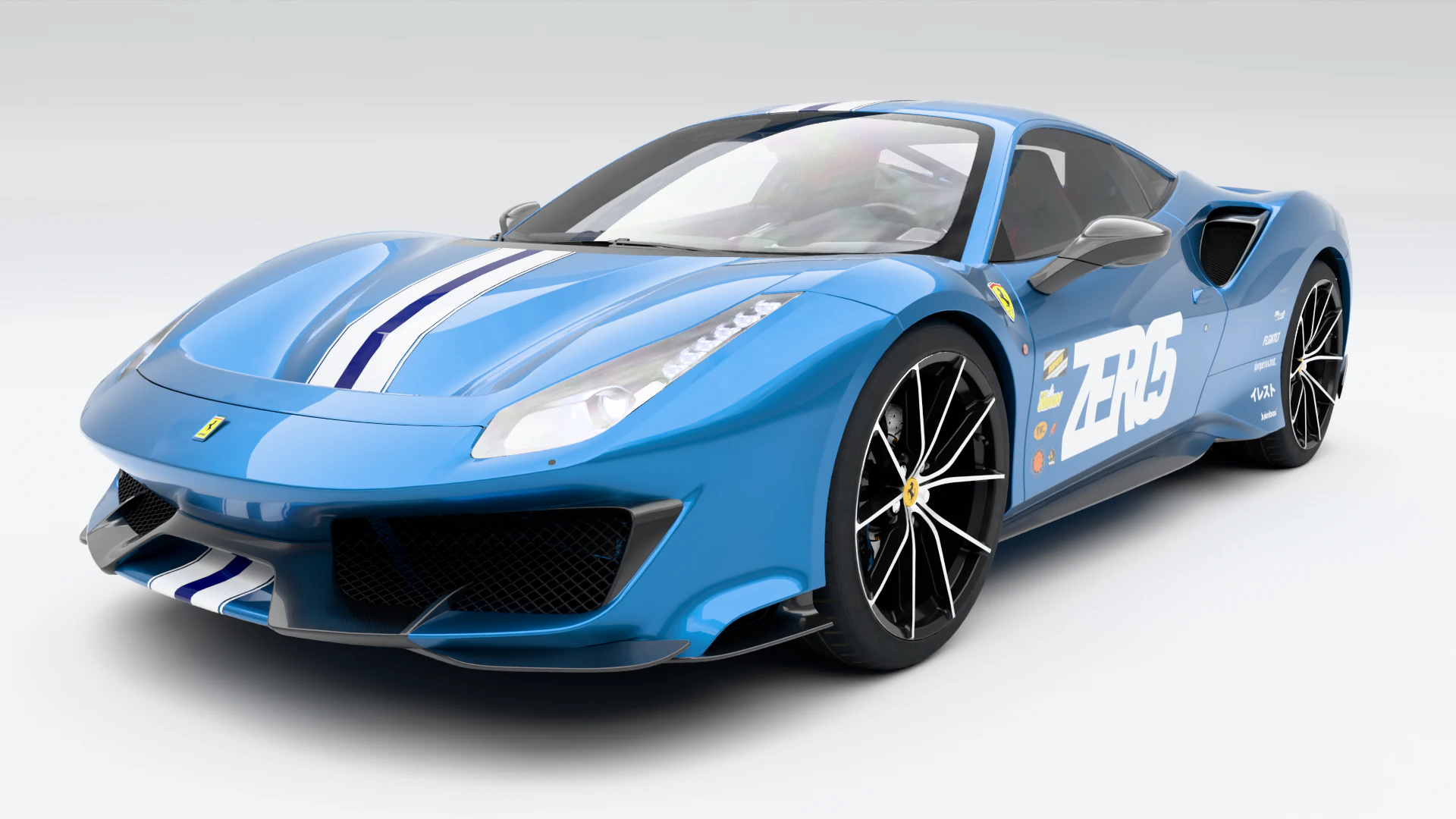 Ferrari 488 Pista 3D Model .c4d .max .obj .3ds .fbx .stl .blend 