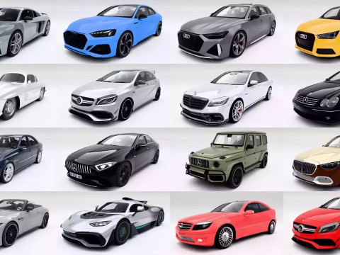 Pakket van 100 auto's 3D Model