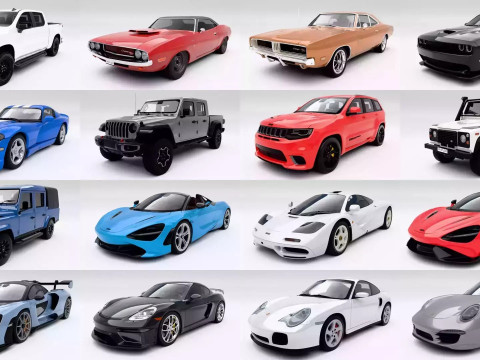 Pakket van 100 auto's 3D Model