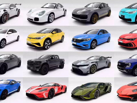 Pakket van 100 auto's 3D Model