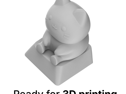 Cute Cat Keycap - Keycap for mechanical keyboard 3D Print Model
