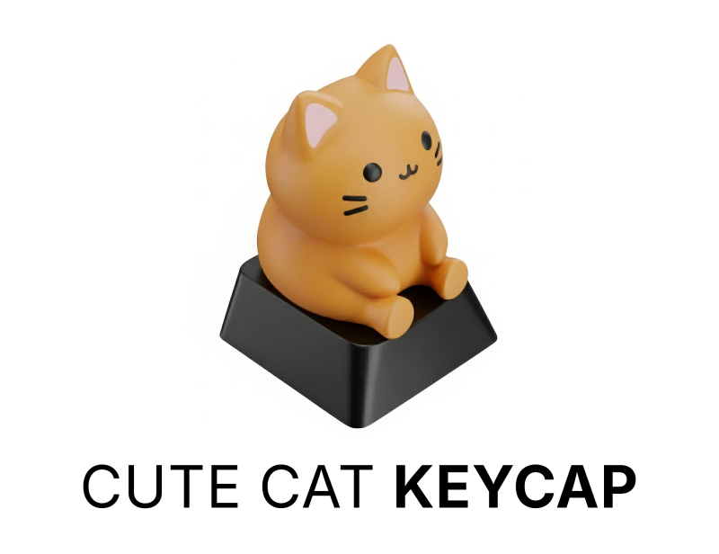 Cute Cat Keycap - Keycap for mechanical keyboard 3D Print Model .c4d .max .obj .3ds .fbx .stl .blend 