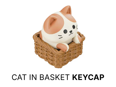Cat in Basket Keycap - Keycap voor mechanisch toetsenbord 3D printmodel