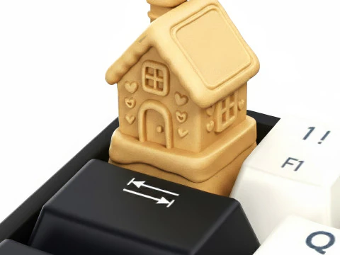 Gingerbread house Keycap - Keycap for mechanical keyboard 3D Print Model