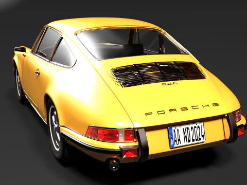 Yellow Icon 3D Render of the Classic Porsche 911 F-Series 3D Print Model