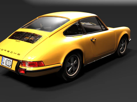 Yellow Icon 3D Render of the Classic Porsche 911 F-Series 3D Print Model