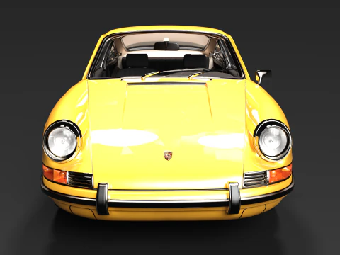 Yellow Icon 3D Render of the Classic Porsche 911 F-Series 3D Print Model
