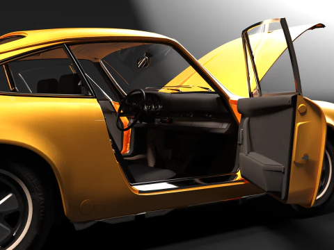 Yellow Icon 3D Render of the Classic Porsche 911 F-Series 3D Print Model