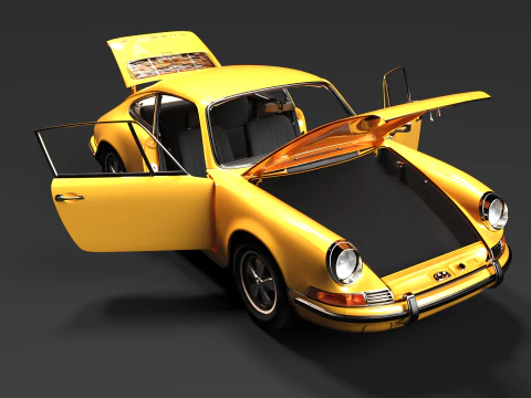 Yellow Icon 3D Render of the Classic Porsche 911 F-Series 3D Print Model