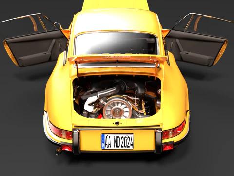 Yellow Icon 3D Render of the Classic Porsche 911 F-Series 3D Print Model