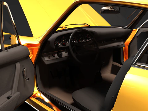Yellow Icon 3D Render of the Classic Porsche 911 F-Series 3D Print Model