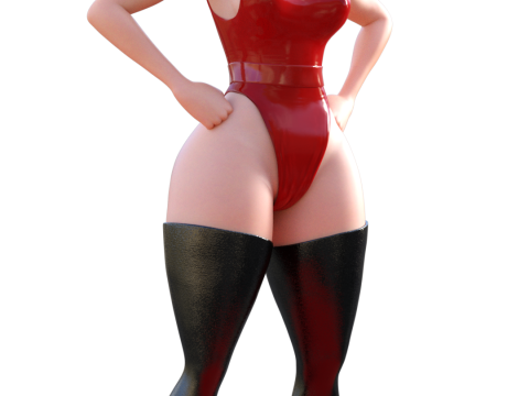 Elastigirl 赤い光沢のあるラテックス スタイルの女性 3Dプリントモデル