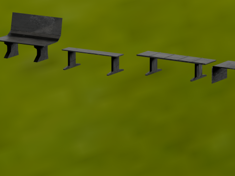 Beton park bankları bancos de praa de concreto 3D Model