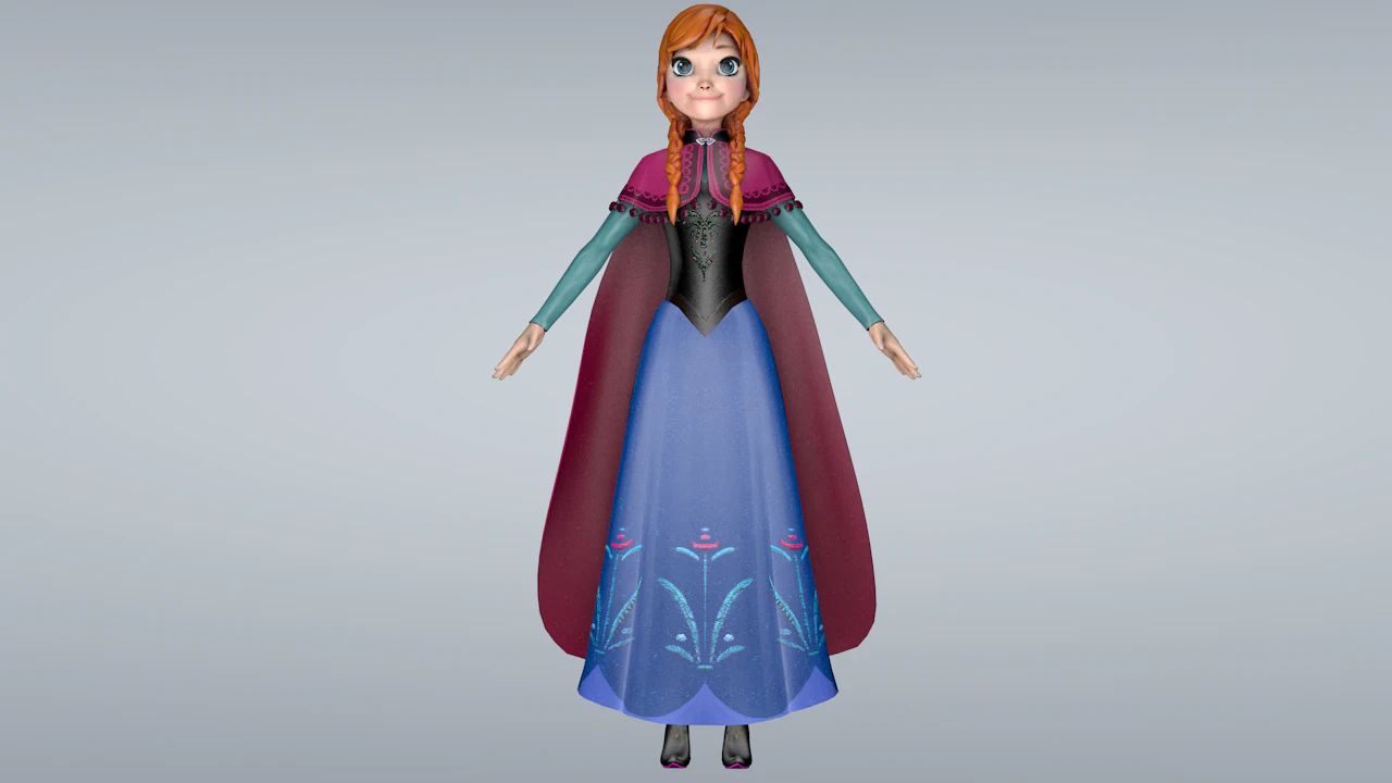 Anna Frozen 3D Model .c4d .max .obj .3ds .fbx .stl .blend 