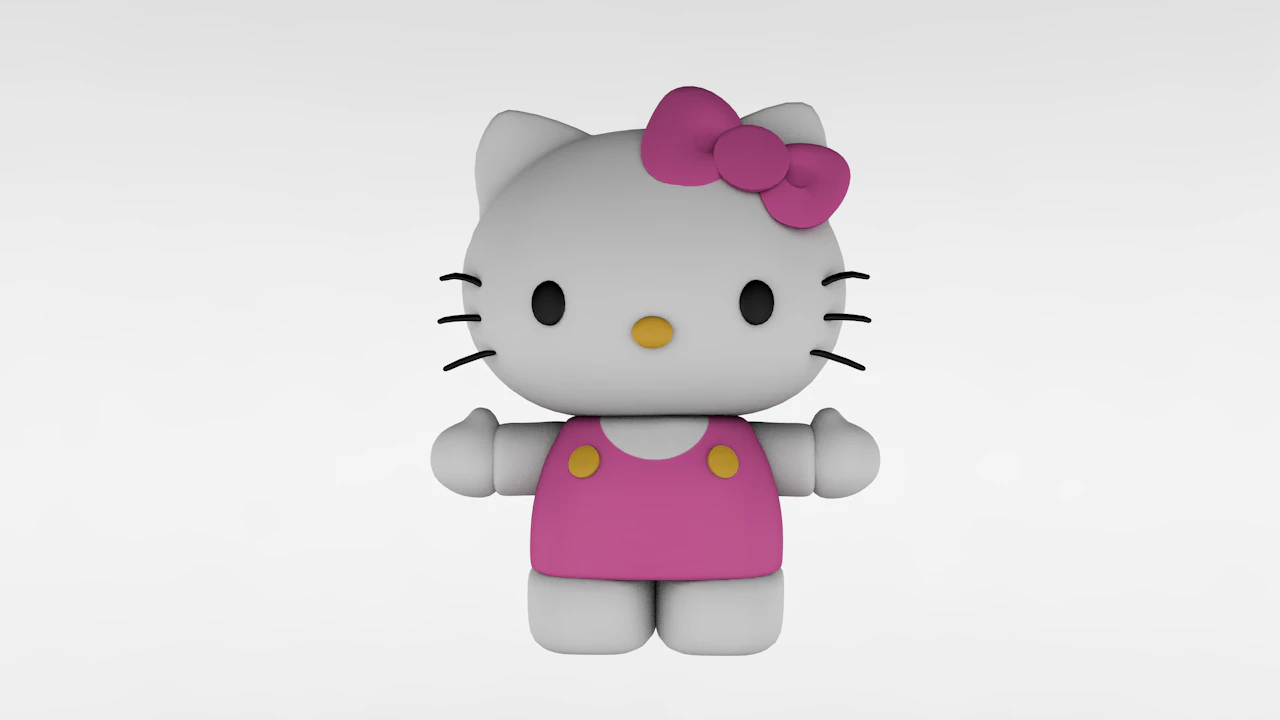 Ciao Kitty Low Poly Modello 3D .c4d .max .obj .3ds .fbx .stl .blend 