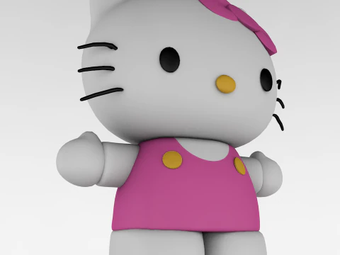 Ciao Kitty Low Poly Modello 3D