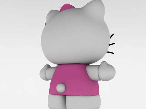 Ciao Kitty Low Poly Modello 3D
