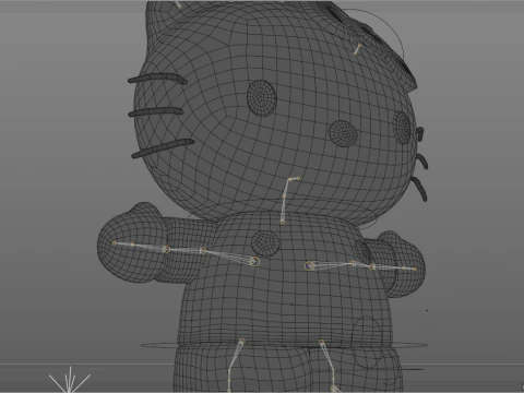 Ciao Kitty Low Poly Modello 3D