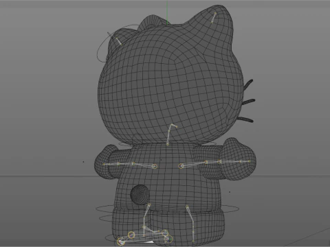 Ciao Kitty Low Poly Modello 3D