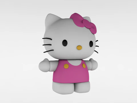 Ciao Kitty Low Poly Modello 3D